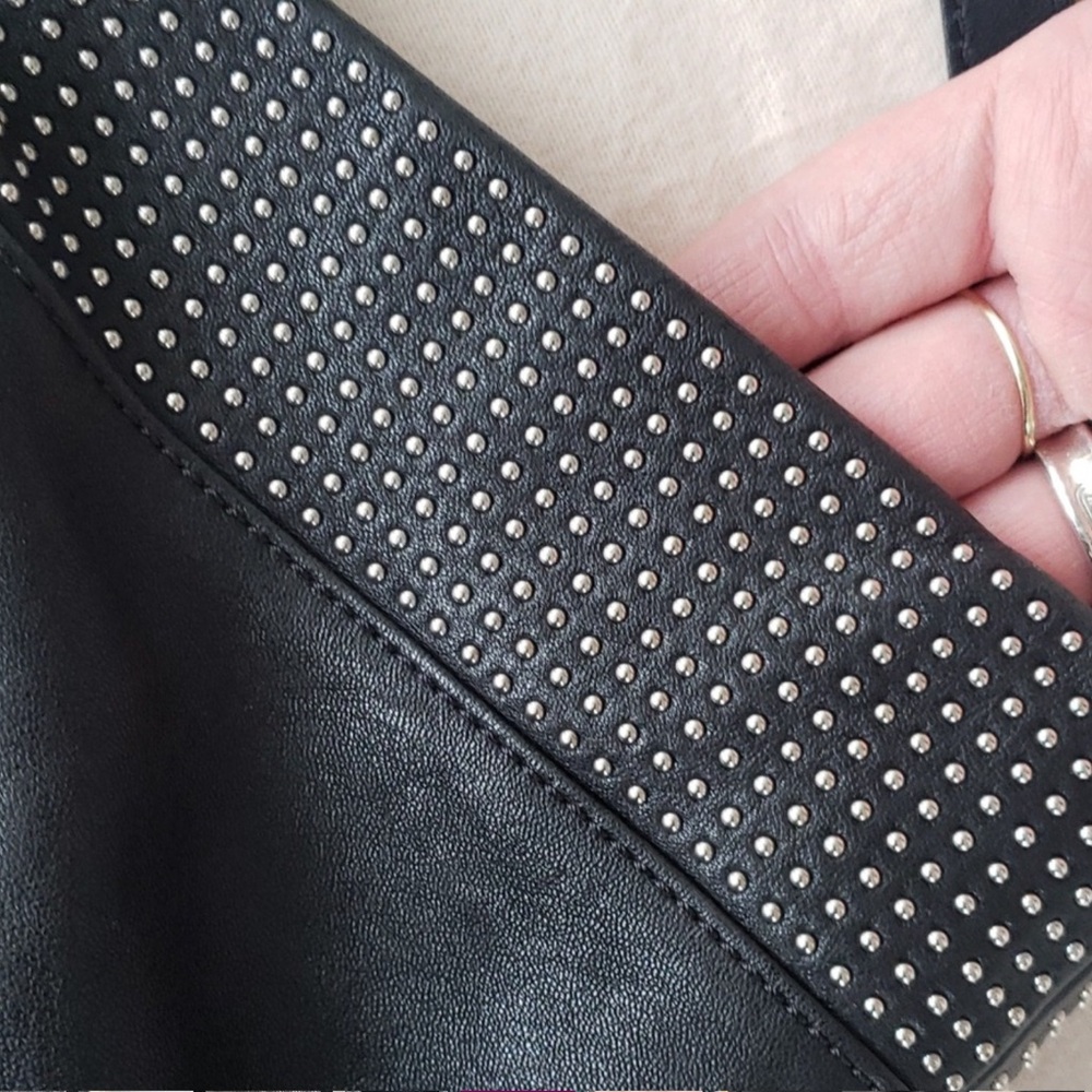 Jimmy Choo Black In or Out Tote Bag, beautiful lamb skin with Silver studs - Picture 10 of 16